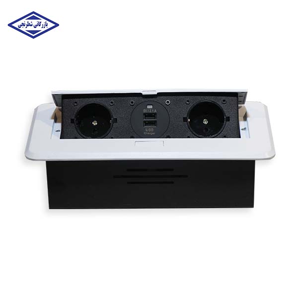 باکس رومیزی 2 پریز با USB سفید