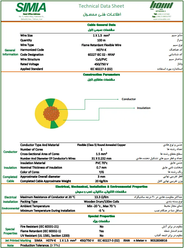 دیتاشیت سیم 1.5 افشان سسیمیا
