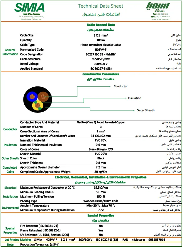 دیتاشیت کابل 3 در 1 افشان سیمیا