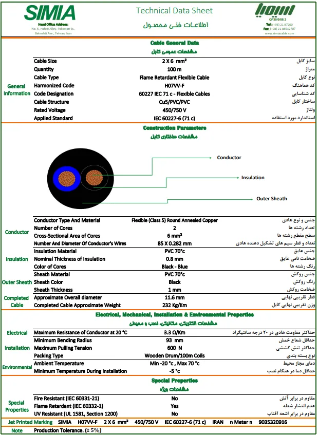 دیتاشیت کابل افشان 2 در 6