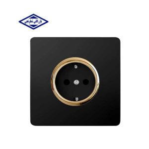 پریز برق آسیا مشکی طلایی ارت مدل کریستال